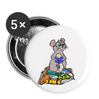 Book Nerd - Leseratte - Buttons klein 25 mm (5er Pack) - Weiß - Vorne