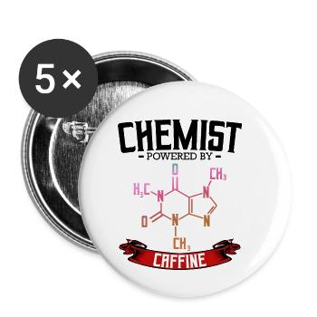 Cadeaux Chimiste Powered By Caffine Chemistry - Lot de 5 petits badges (25 mm) - blanc - Devant