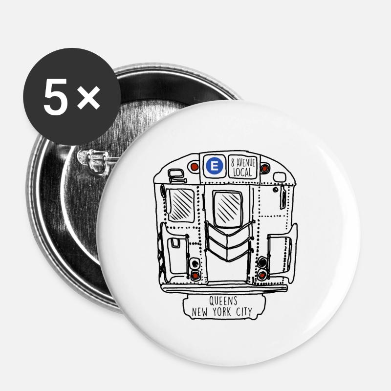 New York Subway Queens E Train - Buttons small 1''/25 mm (5-pack) - white