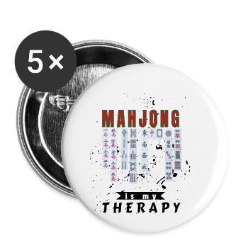 Mahjong ist meine Therapie Mah Jong Solitaire Play - Buttons klein 25 mm (5er Pack) - Weiß - Vorne
