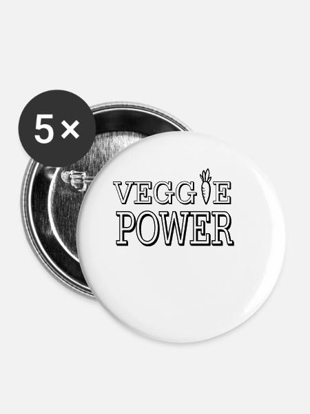 Vegetarisch - Buttons klein 25 mm (5er Pack) - Weiß