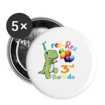Three Rex Dinosaur 3rd Birthday Gift Design - Buttons small 1''/25 mm (5-pack) - white - Front