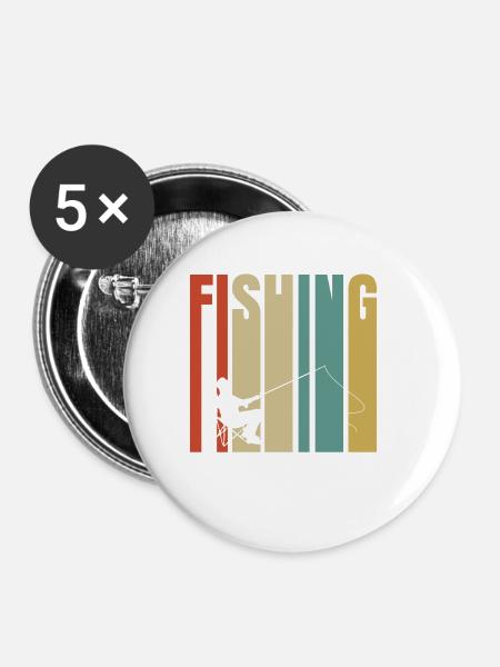 Fischen - Buttons klein 25 mm (5er Pack) - Weiß