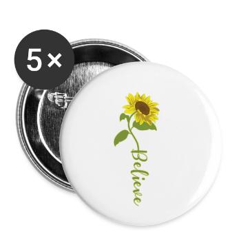 Sonne Blume Believe Glaube Natur Hoffnung Geschenk - Buttons klein 25 mm (5er Pack) - Weiß - Vorne