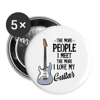 guitare - Lot de 5 petits badges (25 mm) - blanc - Devant