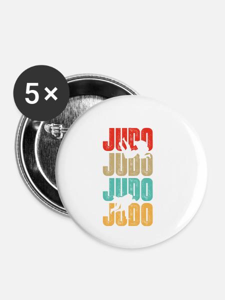 Judo Kampfkunst Kampfsportler - Buttons klein 25 mm (5er Pack) - Weiß