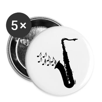 Saxofon - Buttons klein 25 mm (5er Pack) - Weiß - Vorne