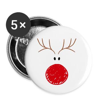 Rentier lustig Weihnachten für Damen & Kinder - Buttons klein 25 mm (5er Pack) - Weiß - Vorne