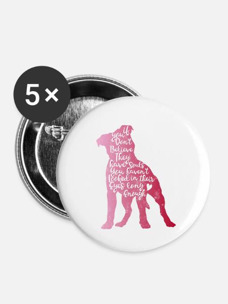 Pitbull Seelen - Buttons klein 25 mm (5er Pack) - Weiß