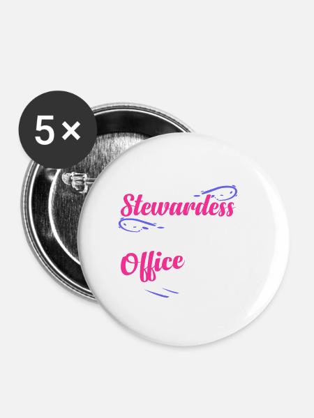 Stewardess - Buttons klein 25 mm (5er Pack) - Weiß