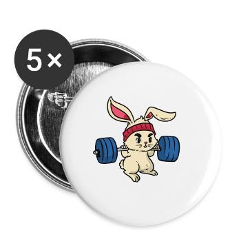 Buns of steel bunny with barbell on exercising - Buttons small 1''/25 mm (5-pack) - white - Front