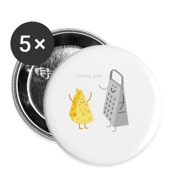 Regarder Râper Fromage Jeu de mots Humour - Lot de 5 petits badges (25 mm) - blanc - Devant