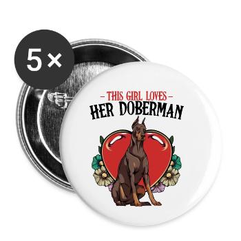 Dobermann - Buttons klein 25 mm (5er Pack) - Weiß - Vorne