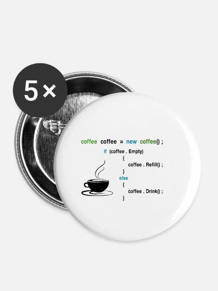 Kaffee Methode IT - Buttons klein 25 mm (5er Pack) - Weiß