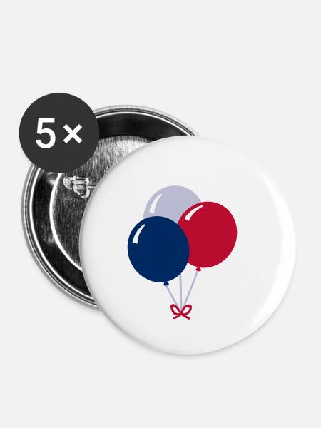 Luftballons - Buttons klein 25 mm (5er Pack) - Weiß