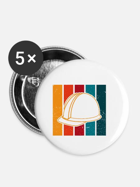 Bauarbeiter Helm - Buttons klein 25 mm (5er Pack) - Weiß