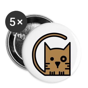 Chat - Lot de 5 petits badges (25 mm) - blanc - Devant