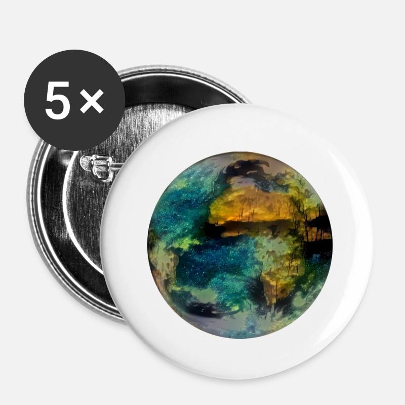 planet Earth - Buttons small 1''/25 mm (5-pack) - white