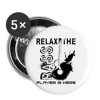 Basse guitare - Lot de 5 petits badges (25 mm) - blanc - Devant