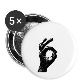 Reingeguckt OK Zeichen Finger Hand lustiges Spiel - Buttons klein 25 mm (5er Pack) - Weiß - Vorne