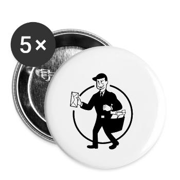 Style de papier à en-tête Post Man - Lot de 5 petits badges (25 mm) - blanc - Devant