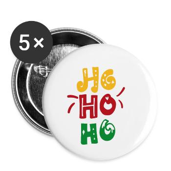 HO HO HO in gelb, rot, grün - Buttons klein 25 mm (5er Pack) - Weiß - Vorne