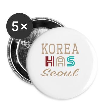 Cute Korea has Seoul gift for lovers of Koreans - Buttons small 1''/25 mm (5-pack) - white - Front