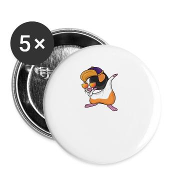 Dabbing Dab Tanz Meerschweinchen Hamster Geschenk - Buttons klein 25 mm (5er Pack) - Weiß - Vorne