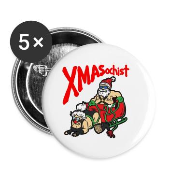 XMASochist Christmas Masochist BDSM Sadomaso - Buttons small 1''/25 mm (5-pack) - white - Front