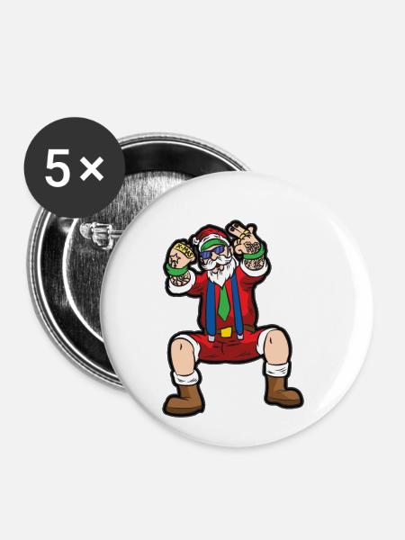 HIPSTER SANTA CLAUS - Buttons klein 25 mm (5er Pack) - Weiß