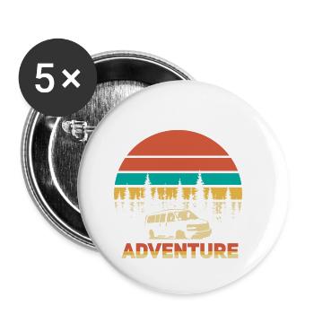 Retro Campervan Gift I Van Camping Bus - Buttons small 1''/25 mm (5-pack) - white - Front