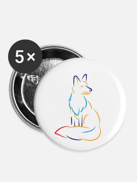 Fox Fuchs Waldtier Silhouette - Buttons klein 25 mm (5er Pack) - Weiß