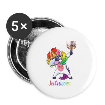 Jewnicorn-Jewish Dabbing Unicorn Hanukkah - Buttons klein 25 mm (5er Pack) - Weiß - Vorne