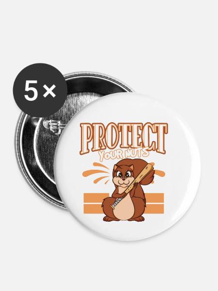 Protect Your Nuts - Buttons klein 25 mm (5er Pack) - Weiß