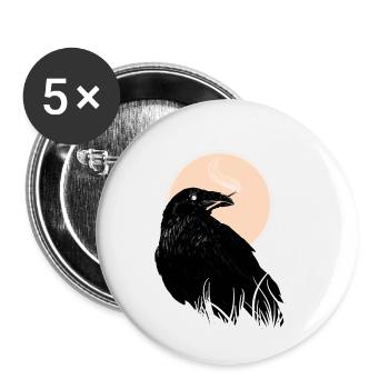 Raven, igniter of the worlds - Hugin, Munin - Buttons small 1''/25 mm (5-pack) - white - Front