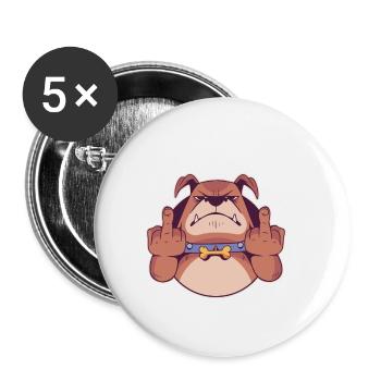 Dog Bulldog Middle Finger Design Gift Idea - Buttons small 1''/25 mm (5-pack) - white - Front