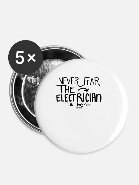 Angst Elektriker Hilfe - Buttons klein 25 mm (5er Pack) - Weiß