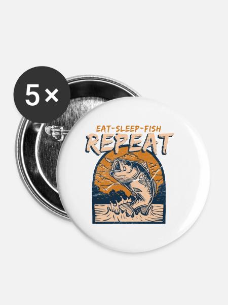 Fischen - Buttons klein 25 mm (5er Pack) - Weiß