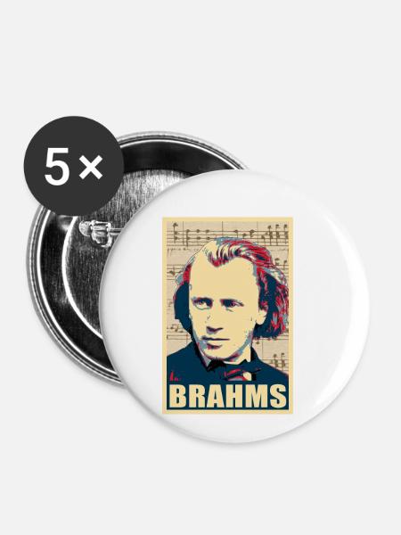 Johannes Brahms - Buttons klein 25 mm (5er Pack) - Weiß