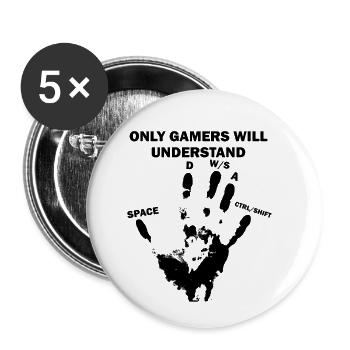 Gamer PC Online - Buttons klein 25 mm (5er Pack) - Weiß - Vorne