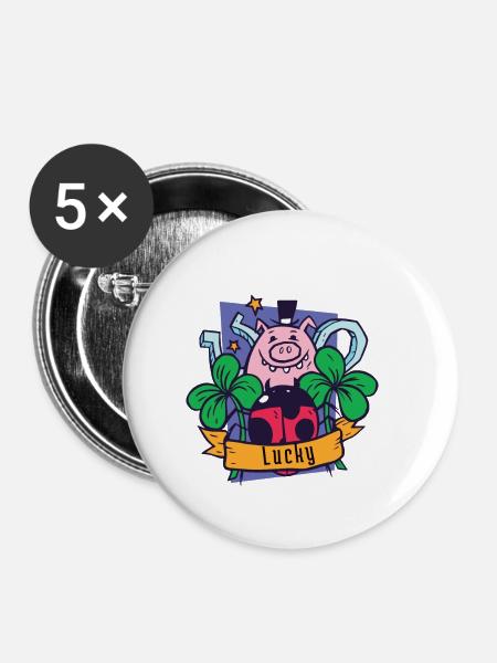 Alles Glück - Buttons klein 25 mm (5er Pack) - Weiß
