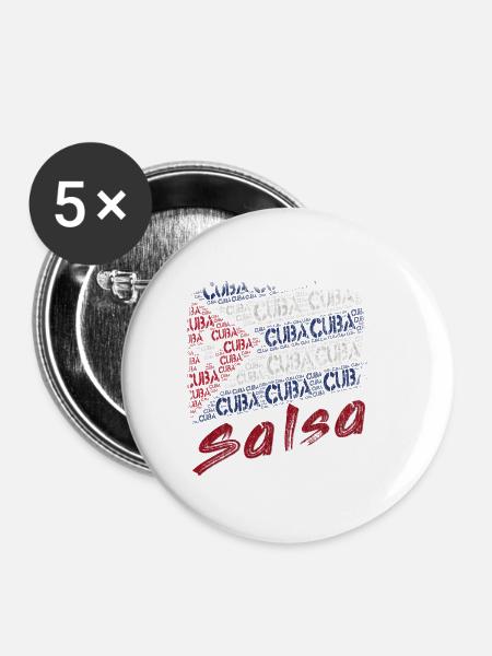 Cuban Salsa Kuba Flagge - Buttons klein 25 mm (5er Pack) - Weiß