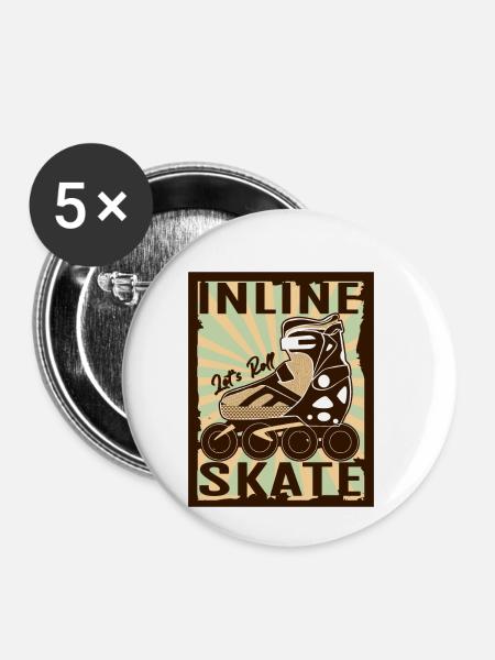 inline skates inlineskater - Buttons klein 25 mm (5er Pack) - Weiß