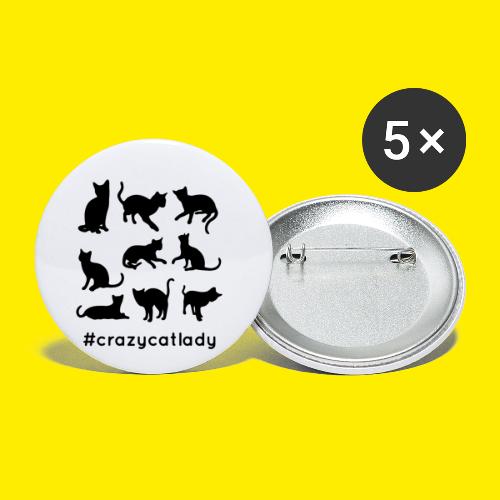 Crazy kat lady hashtag - Buttons/Badges lille, 25 mm (5-pack)