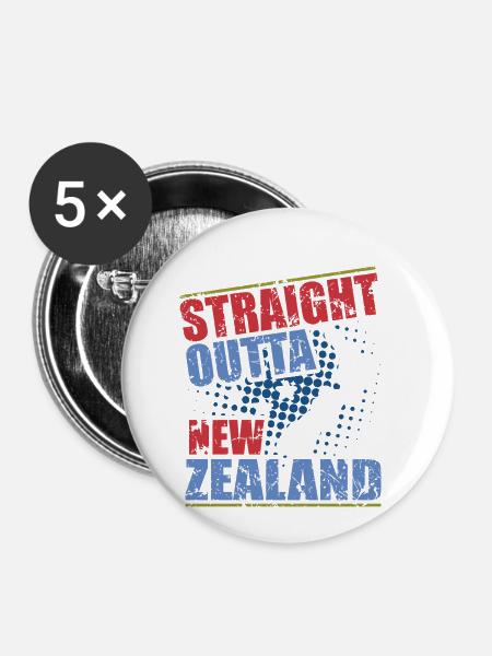 Neuseeland - Buttons klein 25 mm (5er Pack) - Weiß