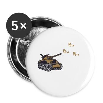 Panzer Tank Tiger Militär Geschenk - Buttons klein 25 mm (5er Pack) - Weiß - Vorne