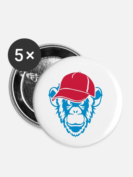 Affe wild tier Mütze - Buttons klein 25 mm (5er Pack) - Weiß