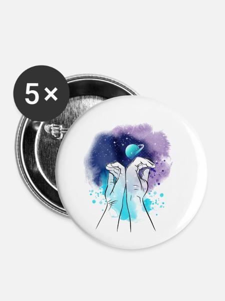 Galaxy hands illustration - Buttons klein 25 mm (5er Pack) - Weiß