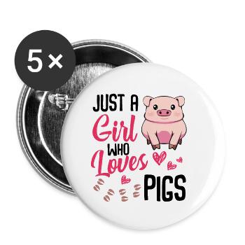 porc - Lot de 5 petits badges (25 mm) - blanc - Devant