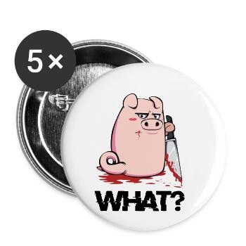 porc - Lot de 5 petits badges (25 mm) - blanc - Devant